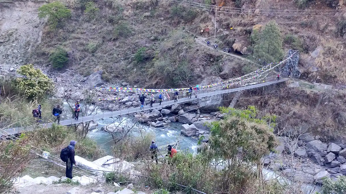 suspension bridge at syabrubesi