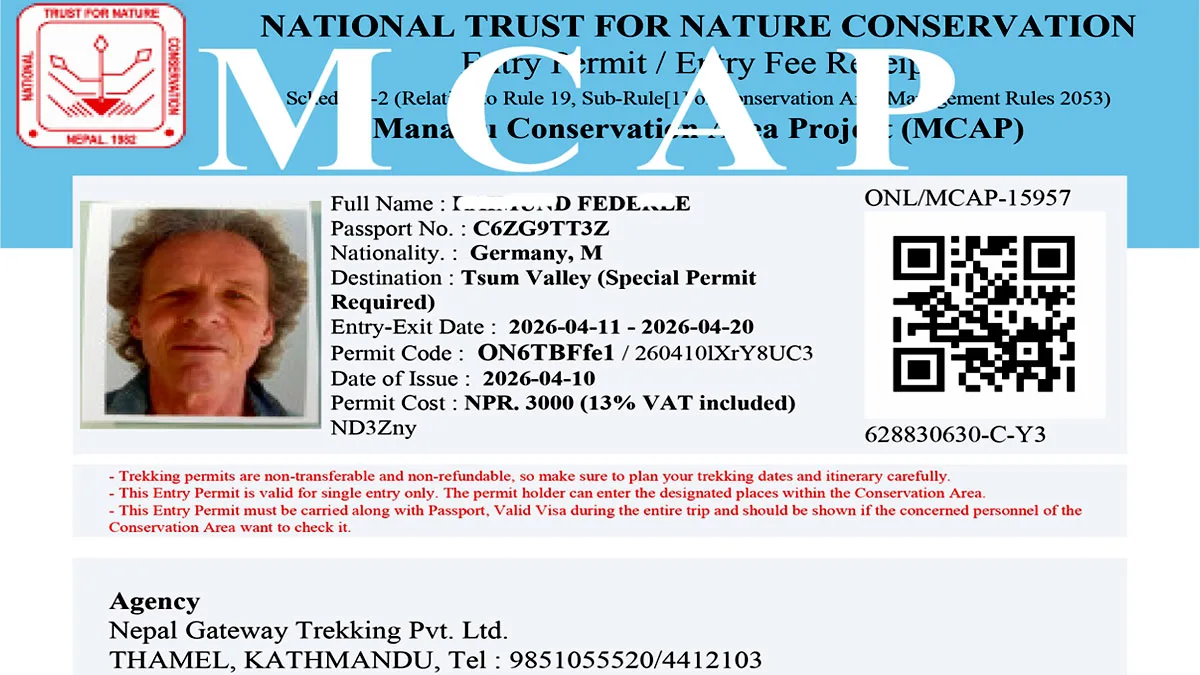 Manaslu Conservation Area Permit (MCAP)