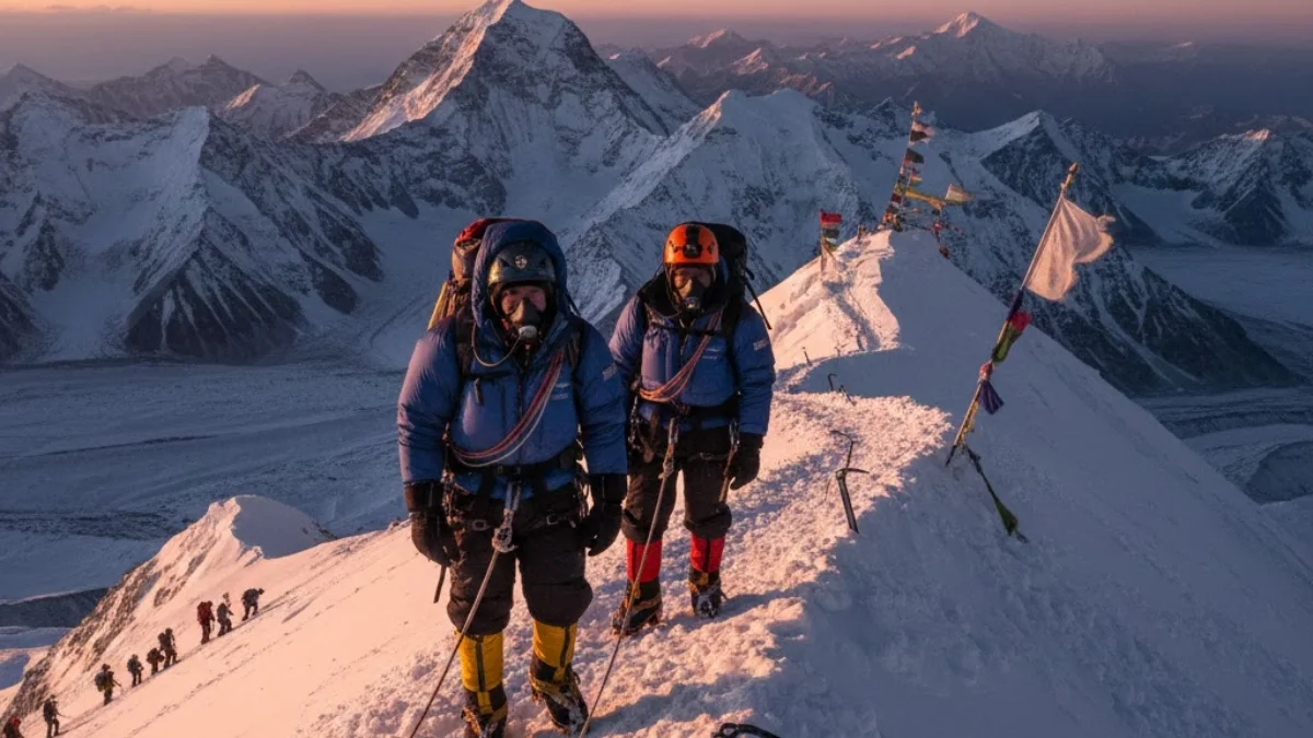 sherpa and climbers