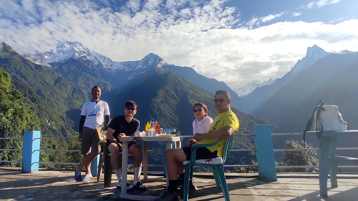 view from chhomrong in monsoon season