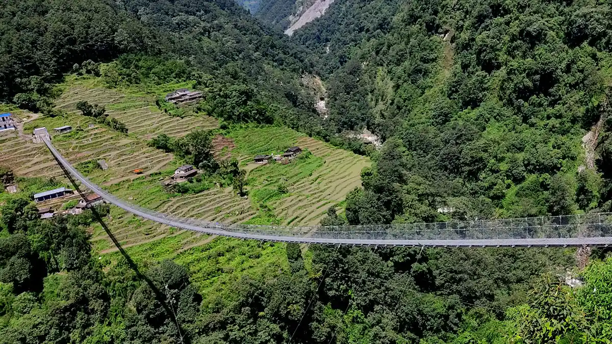suspension bridge in annapurna base camp trail
