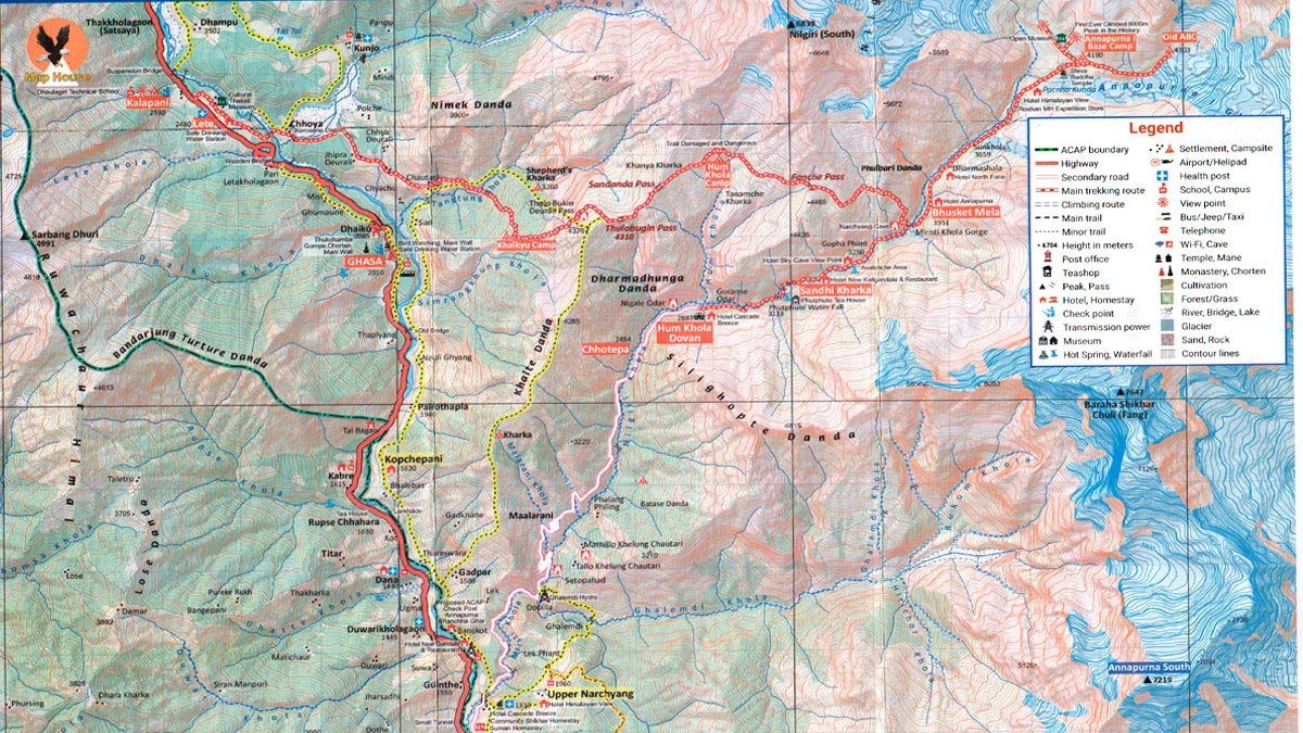north annapurna base camp trek map